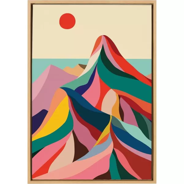 imageKate and Laurel Sylvie MCM Mountains Framed Canvas Wall Art by Rachel Lee of My Dream Wall 23x33 Natural Decorative Midcentury Modern Art for Wall23x33