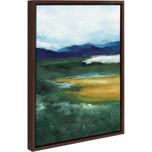 imageKate and Laurel Sylvie Misty Green Framed Canvas Wall Art by Nikita Jariwala 23x33 Natural Soft Painted Mountain Landscape Art for WallBrown