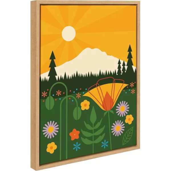 imageKate and Laurel Sylvie Mt Rainier Framed Canvas Wall Art by Amber Leaders Designs 18x24 Natural Modern Colorful Mountain Illustration Art for Wall