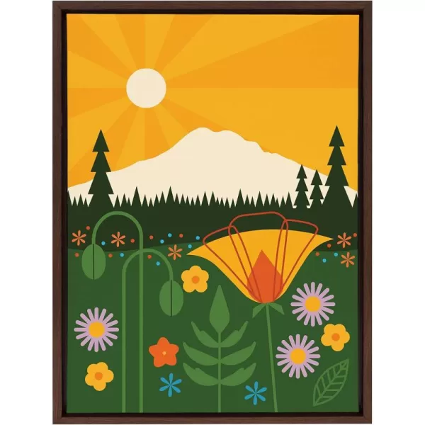 imageKate and Laurel Sylvie Mt Rainier Framed Canvas Wall Art by Amber Leaders Designs 18x24 Walnut Brown Mountain Landscape Art for Wall