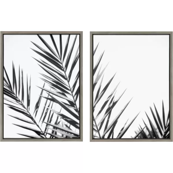 imageKate and Laurel Sylvie Palm I and II Black and White Framed Canvas Wall Art Set by Amy Lighthall 2 Piece Set 18x24 Natural Botanical Beach Art Wall DcorGray