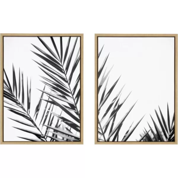 imageKate and Laurel Sylvie Palm I and II Black and White Framed Canvas Wall Art Set by Amy Lighthall 2 Piece Set 18x24 Natural Botanical Beach Art Wall DcorNatural