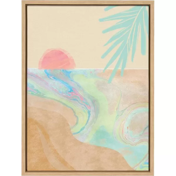 imageKate and Laurel Sylvie Satisfy My Soul Framed Canvas Wall Art by Kasey Free 18x24 Natural Beautiful Beach Decor