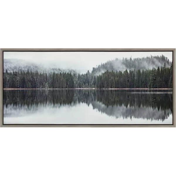 imageKate and Laurel Sylvie Still Reflection Framed Canvas Wall Art by Emiko and Mark Franzen of F2Images 18x40 Natural Geographic Nature Art for WallGray