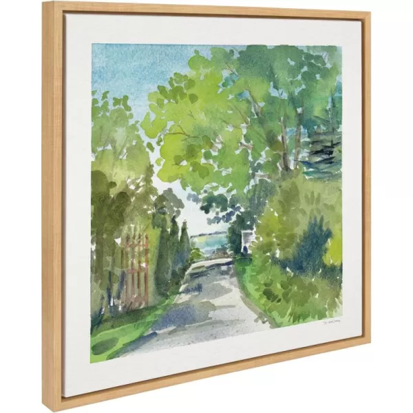 imageKate and Laurel Sylvie The Lane and Sea Framed Canvas Wall Art by Patricia Shaw 22x22 Gray Soft Watercolor Landscape Art for WallNatural