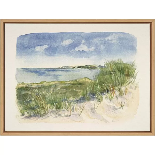 imageKate and Laurel Sylvie by The Sea Framed Linen Textured Canvas Wall Art by Patricia Shaw 18x24 Natural Coastal Art for Wall