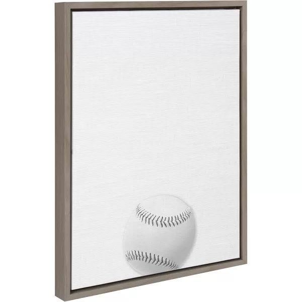 imageDesignOvation Sylvie Baseball Portrait Framed Canvas Wall Art 18x24 Gray Sporty Wall Decor for Home