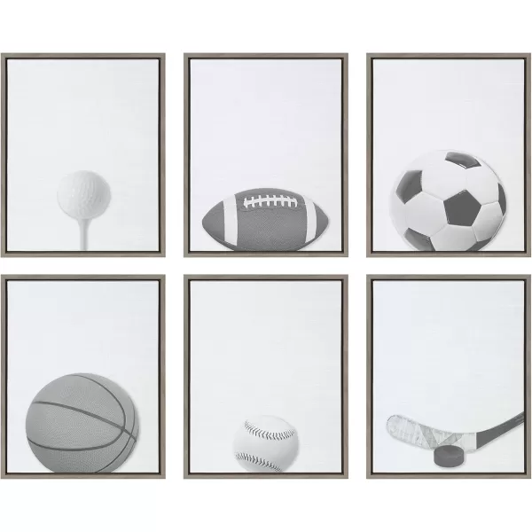 imageDesignOvation Sylvie Baseball Portrait Framed Canvas Wall Art 18x24 Gray Sporty Wall Decor for Home
