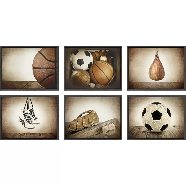 imageDesignOvation Sylvie Vintage Baseball and Glove Framed Canvas Wall Art by Shawn St Peter 18x24 Gray