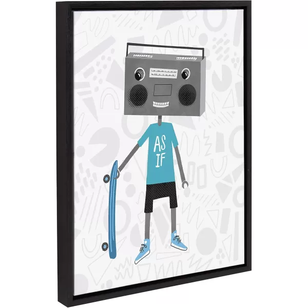 imageKate and Laurel Sylvie Boom Box Boy 2 Framed Canvas Wall Art by Molly Fabiano 18x24 Black Robot Art for Wall