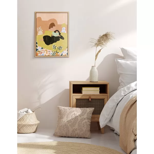 imageKate and Laurel Sylvie Stay True Framed Canvas Wall Art by Alja Horvat 18x24 Natural Boho Feminine Wall Decor