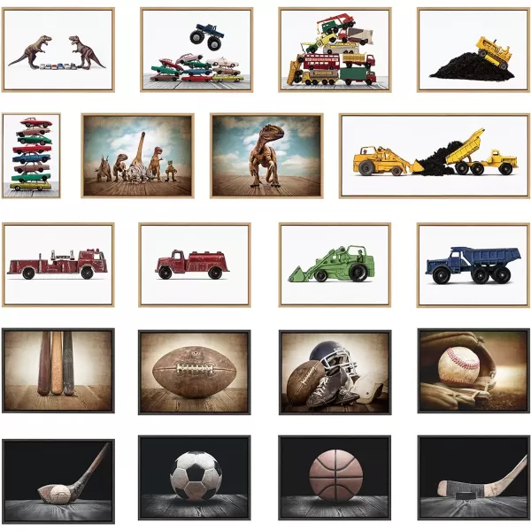 imageKate and Laurel Sylvie Three Vintage Bats Baseball Glove at Home Plate and Three Vintage Baseballs Framed Canvas Wall Art Set by Saint and Sailor Studios 3 Piece Set Gray Retro Baseball Art Set