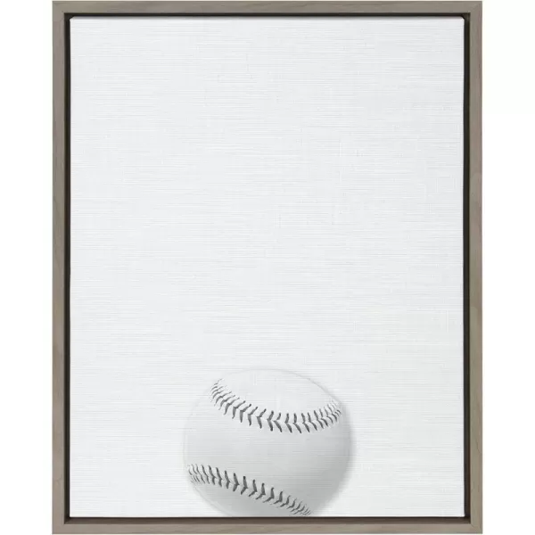 imageDesignOvation Sylvie Baseball Portrait Framed Canvas Wall Art 18x24 Gray Sporty Wall Decor for Home