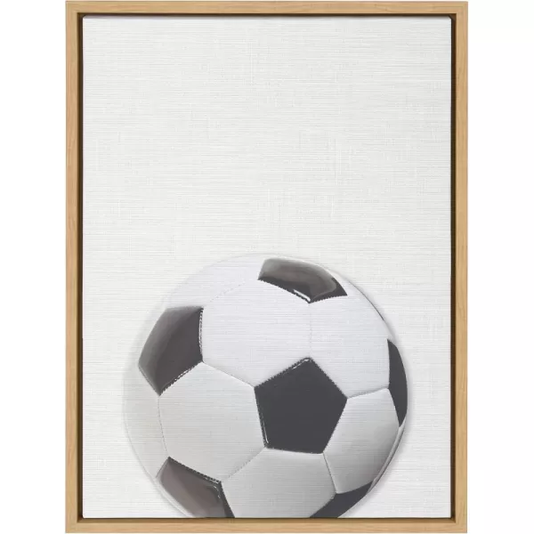 imageDesignOvation Sylvie Color Soccer Ball Portrait Framed Canvas Wall Art 18x24 Natural Sporty Wall Decor for Home