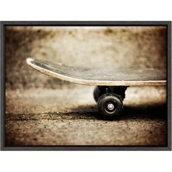 imageDesignOvation Sylvie Vintage Skateboard Framed Canvas by Shawn St Peter 18x24 Dark Grey Transitional Sports Wall Decor for Office Bedroom Or Living Room