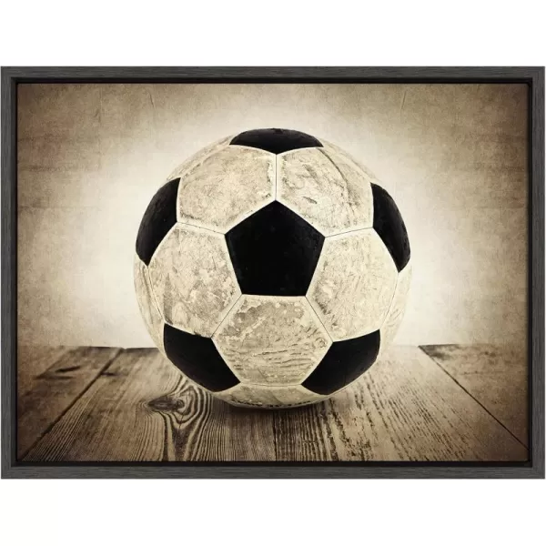 imageDesignOvation Sylvie Vintage Soccer Framed Canvas Wall Art by Shawn St Peter 18x24 Dark Grey Transitional Sports Wall Decor for Office Bedroom Or Living Room