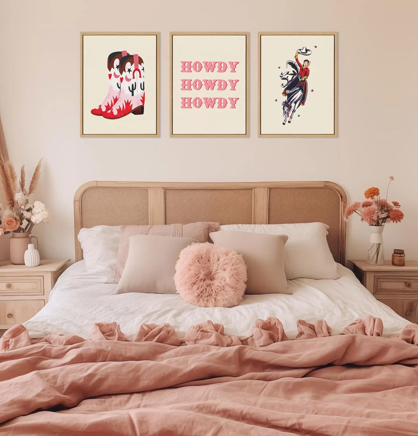 imageKate and Laurel Sylvie Vintage Cowgirl Framed Canvas Wall Art by Corinna Buchholz of Piddix 18x24 Natural Cute Western Art for Wall
