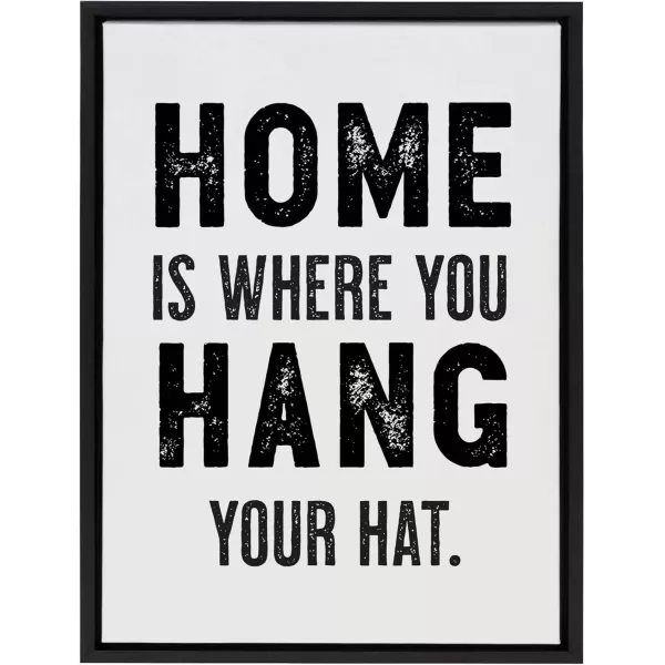 imageKate and Laurel Sylvie Home Hat Framed Canvas Wall Art by The Whiskey Ginger 18x24 Black Cute Home Quote Art for Wall