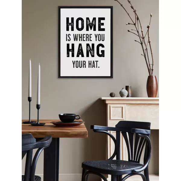 imageKate and Laurel Sylvie Home Hat Framed Canvas Wall Art by The Whiskey Ginger 18x24 Black Cute Home Quote Art for Wall