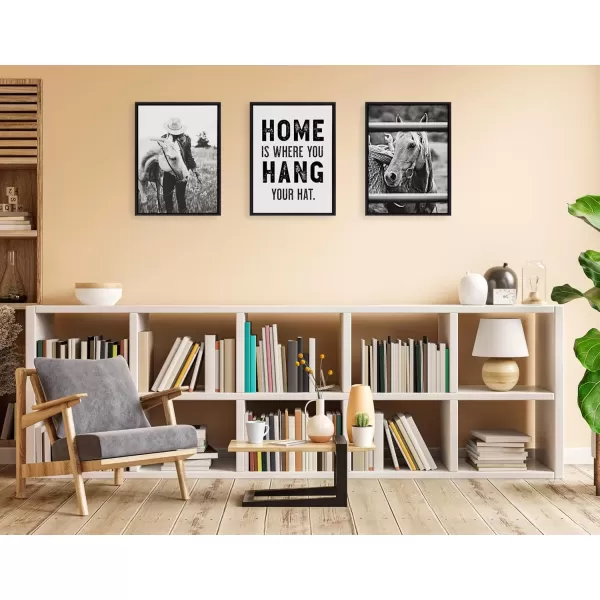 imageKate and Laurel Sylvie Home Hat Framed Canvas Wall Art by The Whiskey Ginger 18x24 Black Cute Home Quote Art for Wall