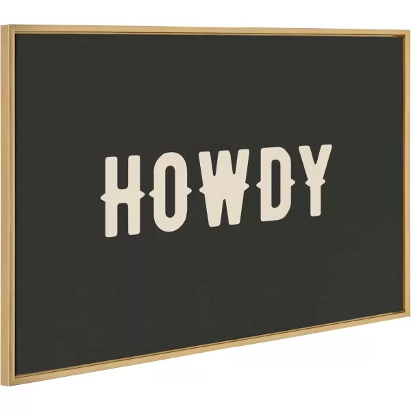 imageKate and Laurel Sylvie Howdy Landscape Black Framed Canvas Wall Art by Honey Island Studio 23x33 Bright Gold Cute Western Cowboy Art for Wall