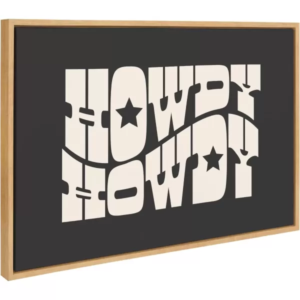 imageKate and Laurel Sylvie Howdy Star Landscape Black Framed Canvas Wall Art by Honey Island Studio 23x33 Natural Cute Western Cowboy Art for Wall