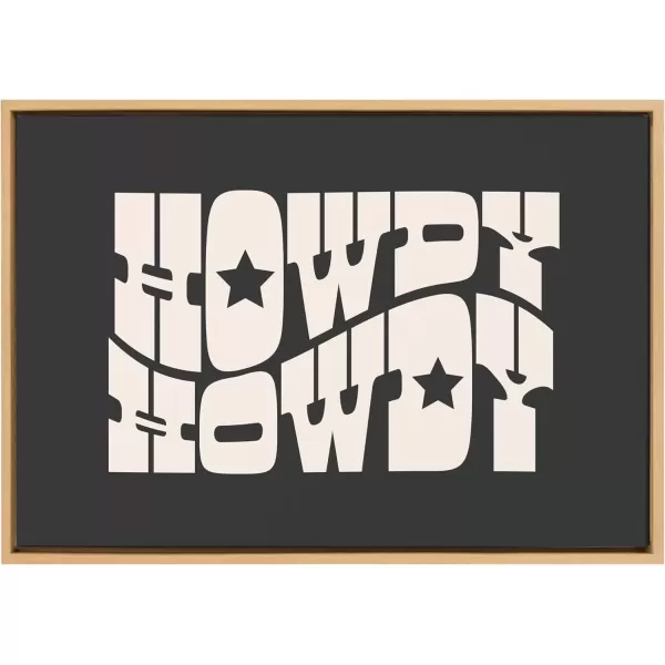 imageKate and Laurel Sylvie Howdy Star Landscape Black Framed Canvas Wall Art by Honey Island Studio 23x33 Natural Cute Western Cowboy Art for Wall