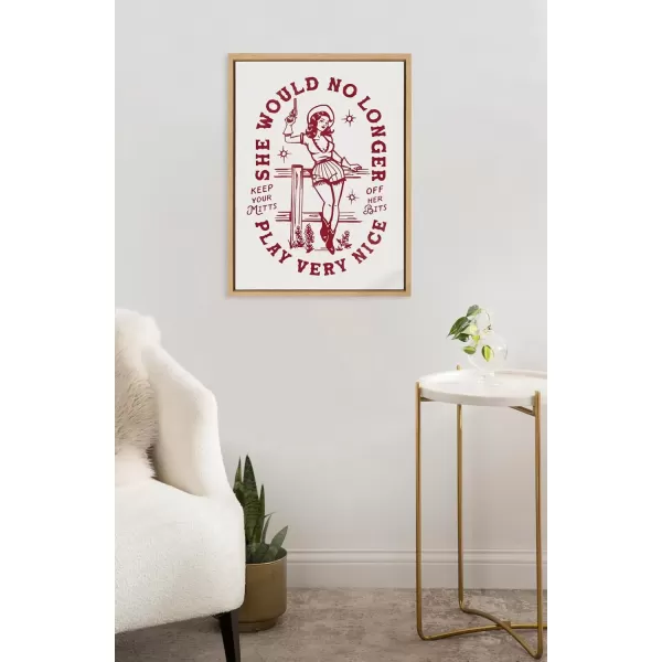 imageKate and Laurel Sylvie Mitts Off Framed Canvas Wall Art by The Whiskey Ginger 18x24 Natural Cute Western Cowgirl Art for Wall