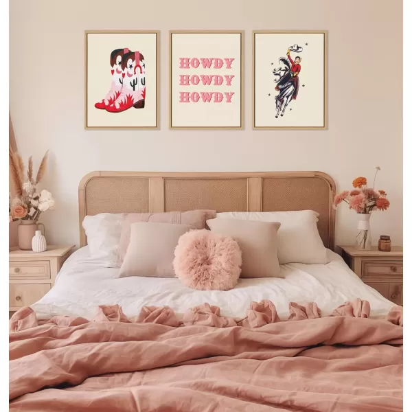 imageKate and Laurel Sylvie Vintage Cowgirl Framed Canvas Wall Art by Corinna Buchholz of Piddix 18x24 Natural Cute Western Art for Wall