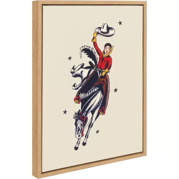 imageKate and Laurel Sylvie Vintage Cowgirl Framed Canvas Wall Art by Corinna Buchholz of Piddix 18x24 Natural Cute Western Art for Wall