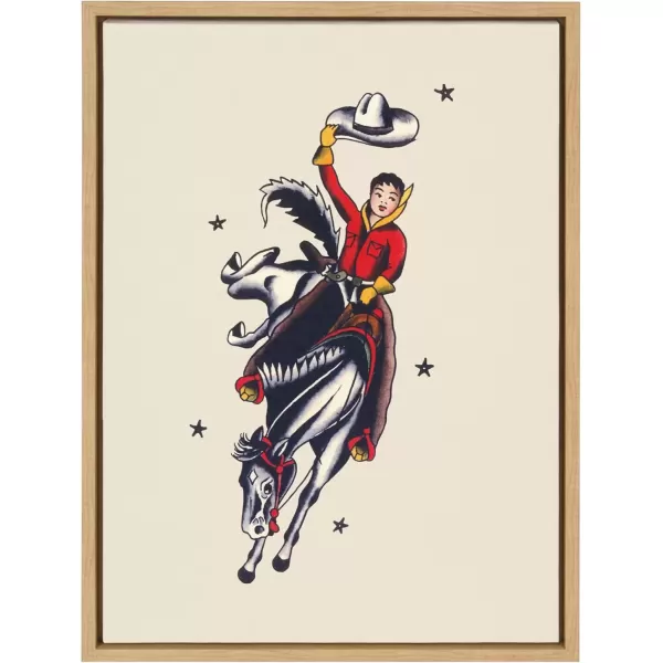 imageKate and Laurel Sylvie Vintage Cowgirl Framed Canvas Wall Art by Corinna Buchholz of Piddix 18x24 Natural Cute Western Art for Wall