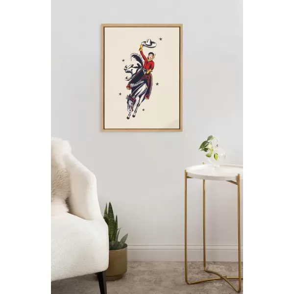 imageKate and Laurel Sylvie Vintage Cowgirl Framed Canvas Wall Art by Corinna Buchholz of Piddix 18x24 Natural Cute Western Art for Wall