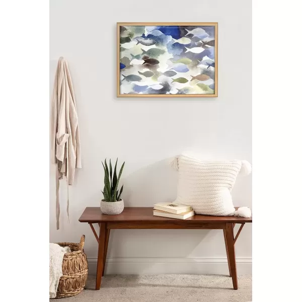 imageKate and Laurel Blake Concurrent Framed Printed Glass Wall Art by Janet MeinkeLau 18x24 Gray Decorative Marine Life Art for WallNatural