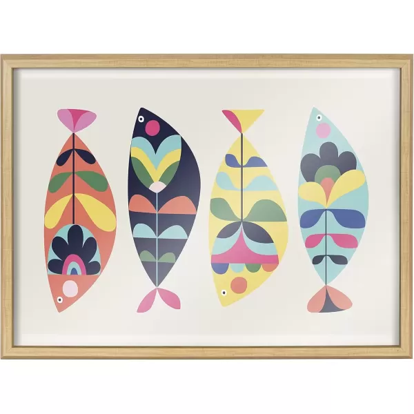 imageKate and Laurel Blake MCM Fish Framed Printed Glass Wall Art by Rachel Lee of My Dream Wall 18 x 24 Natural Decorative Midcentury Art for Wall