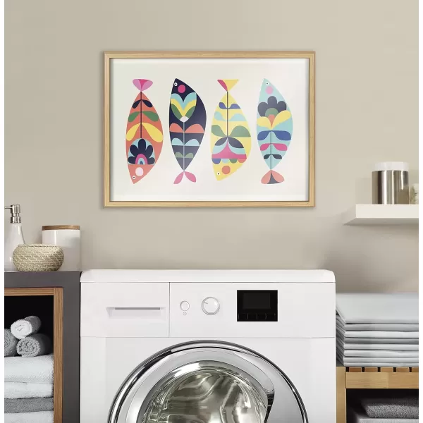 imageKate and Laurel Blake MCM Fish Framed Printed Glass Wall Art by Rachel Lee of My Dream Wall 18 x 24 Natural Decorative Midcentury Art for Wall