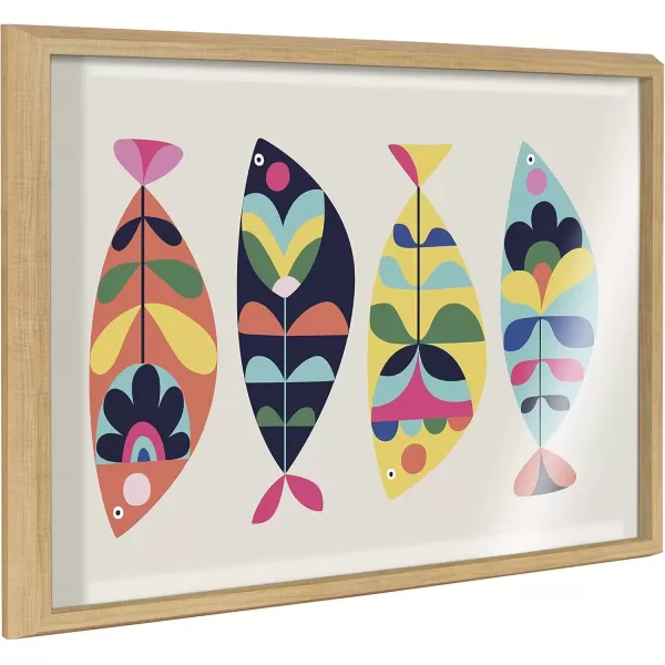 imageKate and Laurel Blake MCM Fish Framed Printed Glass Wall Art by Rachel Lee of My Dream Wall 18 x 24 Natural Decorative Midcentury Art for Wall