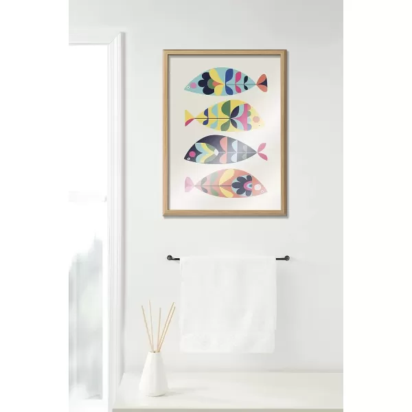 imageKate and Laurel Blake MCM Fish Framed Printed Glass Wall Art by Rachel Lee of My Dream Wall 18 x 24 Natural Decorative Midcentury Art for Wall