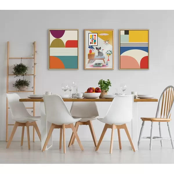 imageKate and Laurel Blake Record Player Framed Printed Glass Wall Art by Rachel Lee of My Dream Wall 18x24 Natural Decorative Colorful Animal Art Print for Wall