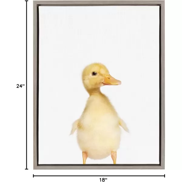 imageKate and Laurel Sylvie Baby Duck Animal Print Portrait Framed Canvas Wall Art by Amy Peterson 18x24 GrayGrey