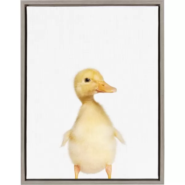 imageKate and Laurel Sylvie Baby Duck Animal Print Portrait Framed Canvas Wall Art by Amy Peterson 18x24 GrayGrey