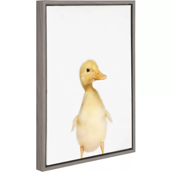 imageKate and Laurel Sylvie Baby Duck Animal Print Portrait Framed Canvas Wall Art by Amy Peterson 18x24 GrayGrey