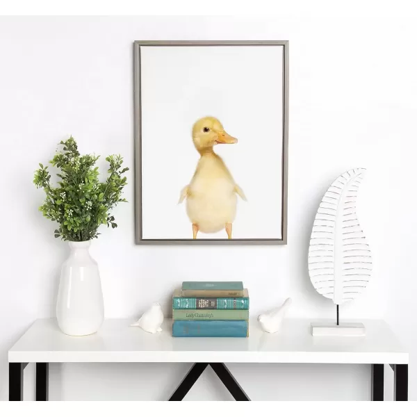 imageKate and Laurel Sylvie Baby Duck Animal Print Portrait Framed Canvas Wall Art by Amy Peterson 18x24 GrayGrey