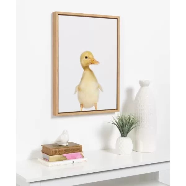 imageKate and Laurel Sylvie Baby Duck Animal Print Portrait Framed Canvas Wall Art by Amy Peterson 18x24 GrayNatural