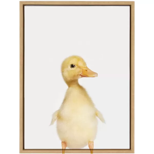 imageKate and Laurel Sylvie Baby Duck Animal Print Portrait Framed Canvas Wall Art by Amy Peterson 18x24 GrayNatural