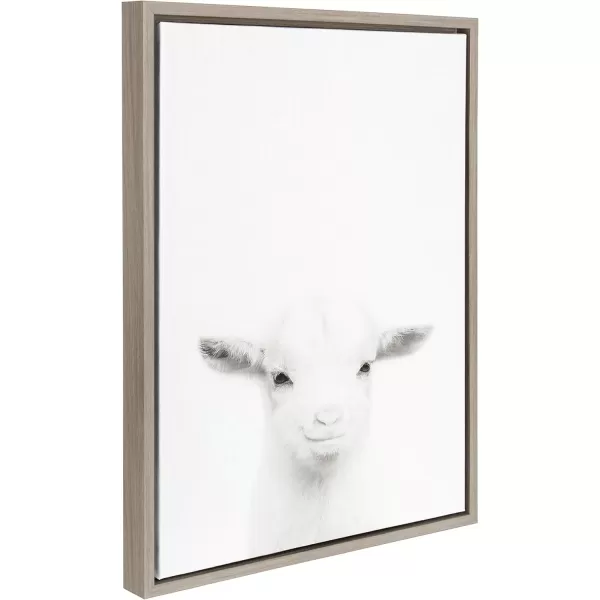 imageKate and Laurel Sylvie Baby Goat Black and White Portrait Framed Canvas Wall Art by Simon Te Tai 18x24 NaturalGrey