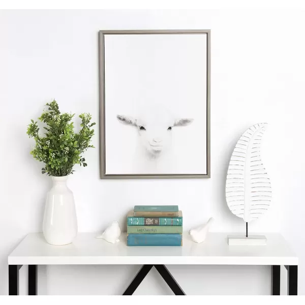 imageKate and Laurel Sylvie Baby Goat Black and White Portrait Framed Canvas Wall Art by Simon Te Tai 18x24 NaturalGrey