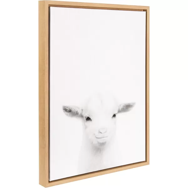 imageKate and Laurel Sylvie Baby Goat Black and White Portrait Framed Canvas Wall Art by Simon Te Tai 18x24 NaturalNatural