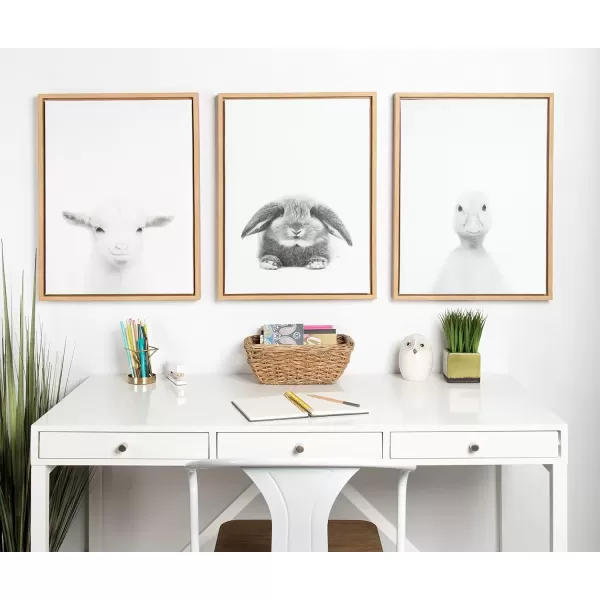 imageKate and Laurel Sylvie Baby Goat Black and White Portrait Framed Canvas Wall Art by Simon Te Tai 18x24 NaturalNatural