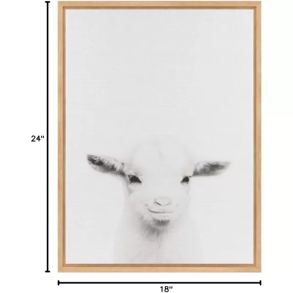 imageKate and Laurel Sylvie Baby Goat Black and White Portrait Framed Canvas Wall Art by Simon Te Tai 18x24 NaturalNatural