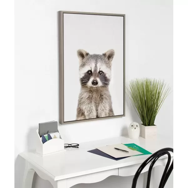 imageKate and Laurel Sylvie Baby Raccoon Animal Print Portrait Framed Canvas Wall Art by Amy Peterson 18x24 GrayGrey